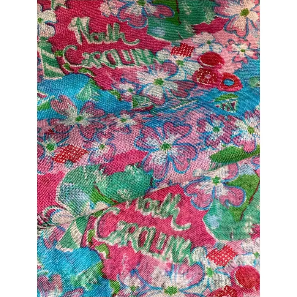 Lilly Pulitzer North Carolina NC Murfee Scarf Silk Cashmere EUC